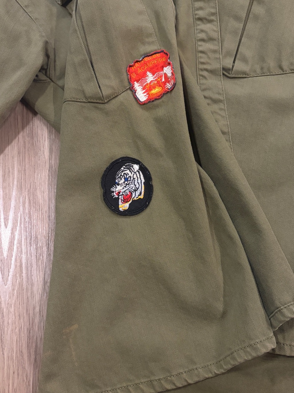 Pull&Bear Olive Green Patchwork Military Jacket - Picture 7 of 7